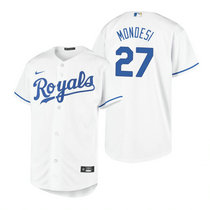 Youth Nike Kansas City Royals #27 Adalberto Mondesi White Game Authentic Stitched MLB Jersey