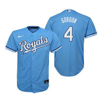 Youth Nike Kansas City Royals #4 Alex Gordon Light Blue Game Authentic Stitched MLB Jersey