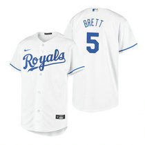 Youth Nike Kansas City Royals #5 George Brett White Game Authentic Stitched MLB Jersey