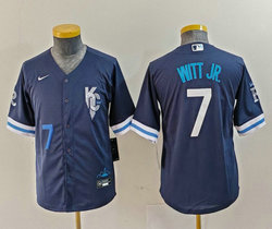 Youth Nike Kansas City Royals #7 Bobby Witt Jr. 2022 City #7 in front Game Authentic stitched MLB jersey