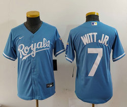 Youth Nike Kansas City Royals #7 Bobby Witt Jr. Light Blue Authentic stitched MLB jersey