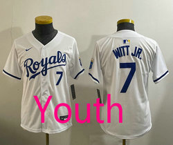 Youth Nike Kansas City Royals #7 Bobby Witt Jr. White Authentic stitched MLB jersey