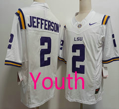 Youth Nike LSU Tigers #2 Justin Jefferson White 2023 F.U.S.E Stitched NCAA Jersey