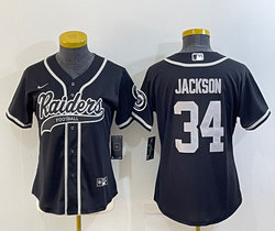 Youth Nike Las Vegas Raiders #34 Bo Jackson Black Joint Authentic Stitched baseball jersey