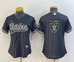 Youth Nike Las Vegas Raiders Black Joint Stripe Big Logo Authentic Stitched baseball jersey