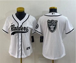 Youth Nike Las Vegas Raiders White Joint Big Logo Authentic Stitched baseball jersey