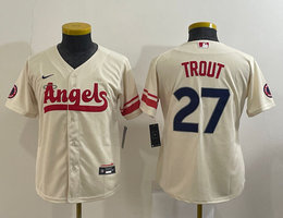 Youth Nike Los Angeles Angels of Anaheim #27 Mike Trout Cream City Authentic Stitched MLB Jersey
