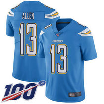 Youth Nike Los Angeles Chargers #13 Keenan Allen With NFL 100th Season Patch Electric Blue Vapor Untouchable Authentic stitched NFL jersey