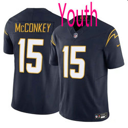 Youth Nike Los Angeles Chargers #15 Ladd McConkey Navy 2024 Draft F.U.S.E Football Jersey