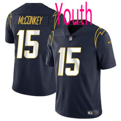 Youth Nike Los Angeles Chargers #15 Ladd McConkey Navy 2024 Draft Vapor Untouchable Football Jersey