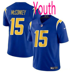 Youth Nike Los Angeles Chargers #15 Ladd McConkey Royal 2024 Draft Vapor Untouchable Football Jersey