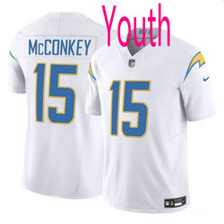 Youth Nike Los Angeles Chargers #15 Ladd McConkey White 2024 Draft F.U.S.E Football Jersey