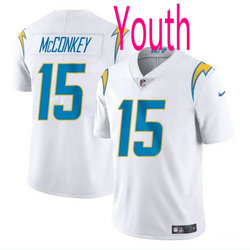 Youth Nike Los Angeles Chargers #15 Ladd McConkey White 2024 Draft Vapor Untouchable Football Jersey