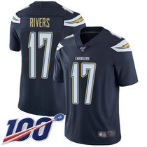 Youth Nike Los Angeles Chargers #17 Philip Rivers With NFL 100th Season Patch Navy blue Vapor Untouchable Authentic stitched NFL jersey