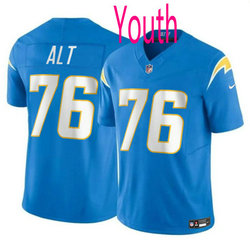 Youth Nike Los Angeles Chargers #76 Joe Alt Light Blue 2024 Draft F.U.S.E Football Jersey