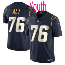 Youth Nike Los Angeles Chargers #76 Joe Alt Navy 2024 Draft Vapor Untouchable Football Jersey