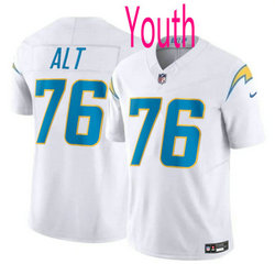 Youth Nike Los Angeles Chargers #76 Joe Alt White 2024 Draft F.U.S.E Football Jersey