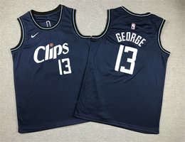 Youth Nike Los Angeles Clippers #13 Paul George Navy 2024 City Stitched NBA Jersey