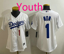 Youth Nike Los Angeles Dodgers #1 Dad White Authentic Stitched MLB Jersey