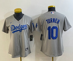 Youth Nike Los Angeles Dodgers #10 Justin Turner Gray Authentic Stitched MLB Jersey