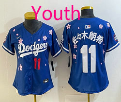 Youth Nike Los Angeles Dodgers #11 佐々木朗希 Blue 2025 Tokyo Series Stitched MLB Jersey