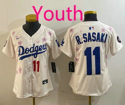 Youth Nike Los Angeles Dodgers #11 Roki Sasaki Cream 2025 Tokyo Series Jersey