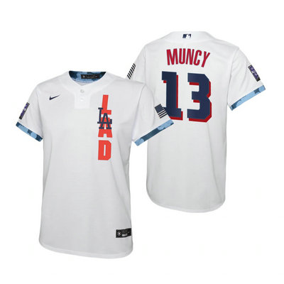 Youth Nike Los Angeles Dodgers #13 Max Muncy 2021 All star White Game Authentic Stitched MLB Jersey