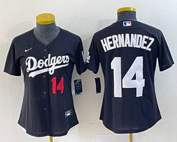 Youth Nike Los Angeles Dodgers #14 Enrique Hernandez Black Authentic Stitched MLB Jersey
