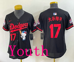Youth Nike Los Angeles Dodgers #17 大谷翔平 Black Hello Kitty Night Jersey