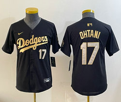 Youth Nike Los Angeles Dodgers #17 Shohei Ohtani Black Gold Name Stitched MLB Jersey