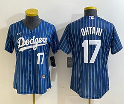 Youth Nike Los Angeles Dodgers #17 Shohei Ohtani Blue White stripe Authentic Stitched MLB jerseys