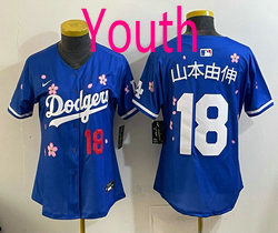 Youth Nike Los Angeles Dodgers #18 山本由伸 Blue 2025 Tokyo Series Jersey