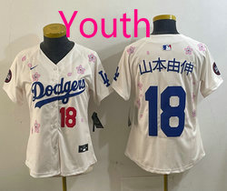 Youth Nike Los Angeles Dodgers #18 山本由伸 Cream 2025 Tokyo Series Jersey