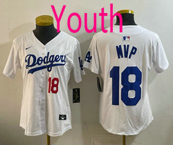 Youth Nike Los Angeles Dodgers #18 MVP White Stitched Baseball Jersey