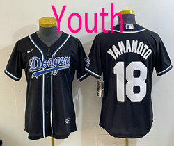 Youth Nike Los Angeles Dodgers #18 Yoshinobu Yamamoto Black Stitched MLB jersey