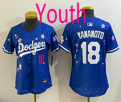 Youth Nike Los Angeles Dodgers #18 Yoshinobu Yamamoto Blue 2025 Tokyo Series Jersey