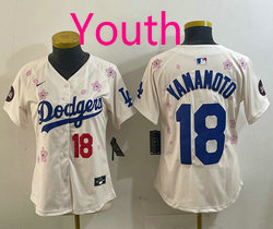 Youth Nike Los Angeles Dodgers #18 Yoshinobu Yamamoto Cream 2025 Tokyo Series Jersey