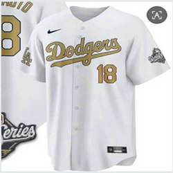 Youth Nike Los Angeles Dodgers #18 Yoshinobu Yamamoto Gold Name 2025 World Series Jersey