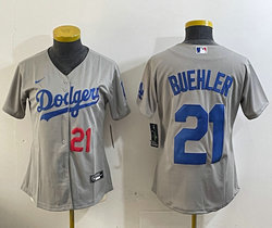 Youth Nike Los Angeles Dodgers #21 Walker Buehler Gray Authentic Stitched MLB Jersey