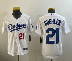 Youth Nike Los Angeles Dodgers #21 Walker Buehler White Game Authentic Stitched MLB Jersey