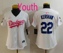 Youth Nike Los Angeles Dodgers #22 Bad Bunny White Pink Joint Authentic Stitched MLB Jersey