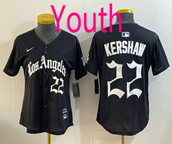 Youth Nike Los Angeles Dodgers #22 Clayton Kershaw Black 5(V) Joint MLB Jersey