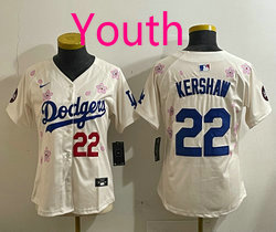 Youth Nike Los Angeles Dodgers #22 Clayton Kershaw Cream 2025 Tokyo Series Jersey