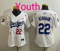 Youth Nike Los Angeles Dodgers #22 Clayton Kershaw White 2025 Tokyo Series Jersey