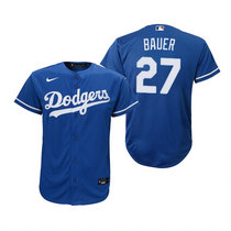 Youth Nike Los Angeles Dodgers #27 Trevor Bauer Blue Game Authentic Stitched MLB Jersey