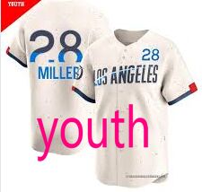 Youth Nike Los Angeles Dodgers #28 Bobby Miller City 28 Front The number is above the name Jersey