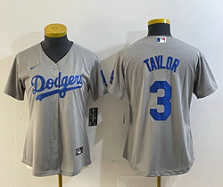 Youth Nike Los Angeles Dodgers #3 Chris Taylor Grey Authentic Stitched MLB Jersey