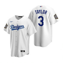 Youth Nike Los Angeles Dodgers #3 Chris Taylor White 2020 World Series Game Authentic Stitched MLB Jersey