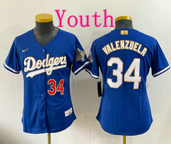 Youth Nike Los Angeles Dodgers #34 Fernando Valenzuela Blue 2026 Gold Stadium Jersey