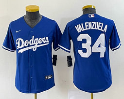Youth Nike Los Angeles Dodgers #34 Fernando Valenzuela Blue Authentic Stitched MLB Jersey